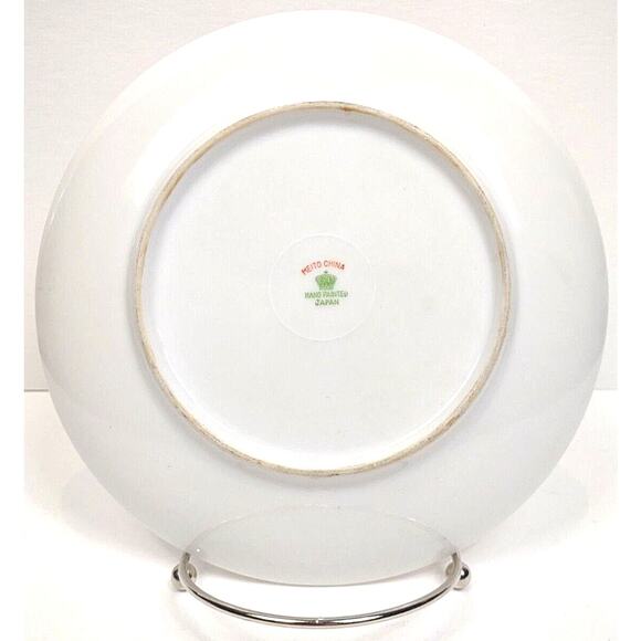 Vintage Meito China Hand Painted Plate Plums Floral Gold Border 8” Japan Made - Picture 4 of 6